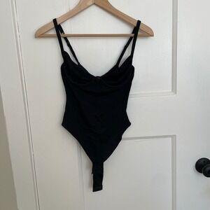 VINTAGE Lejaby Black Underwire Bodysuit, Sheer Mesh, Detail Adjustable Straps